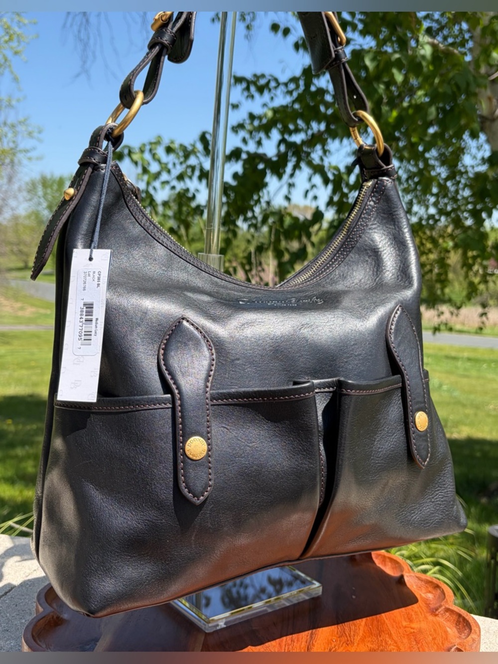 Dooney & Bourke Medium Lucy Black Florentine Leather Hobo NWT - Picture 5 of 17
